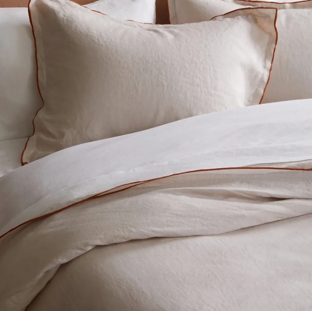NWT- Quince European Linen Embroidered Duvet Cover & Shams! King/ Cal King(726) - Picture 6 of 14